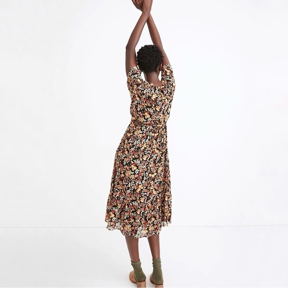 Madewell Dolman Sleeve Ruffle Hem Midi Dress Flower Garden Multicolor 10 Large - Picture 3 of 15
